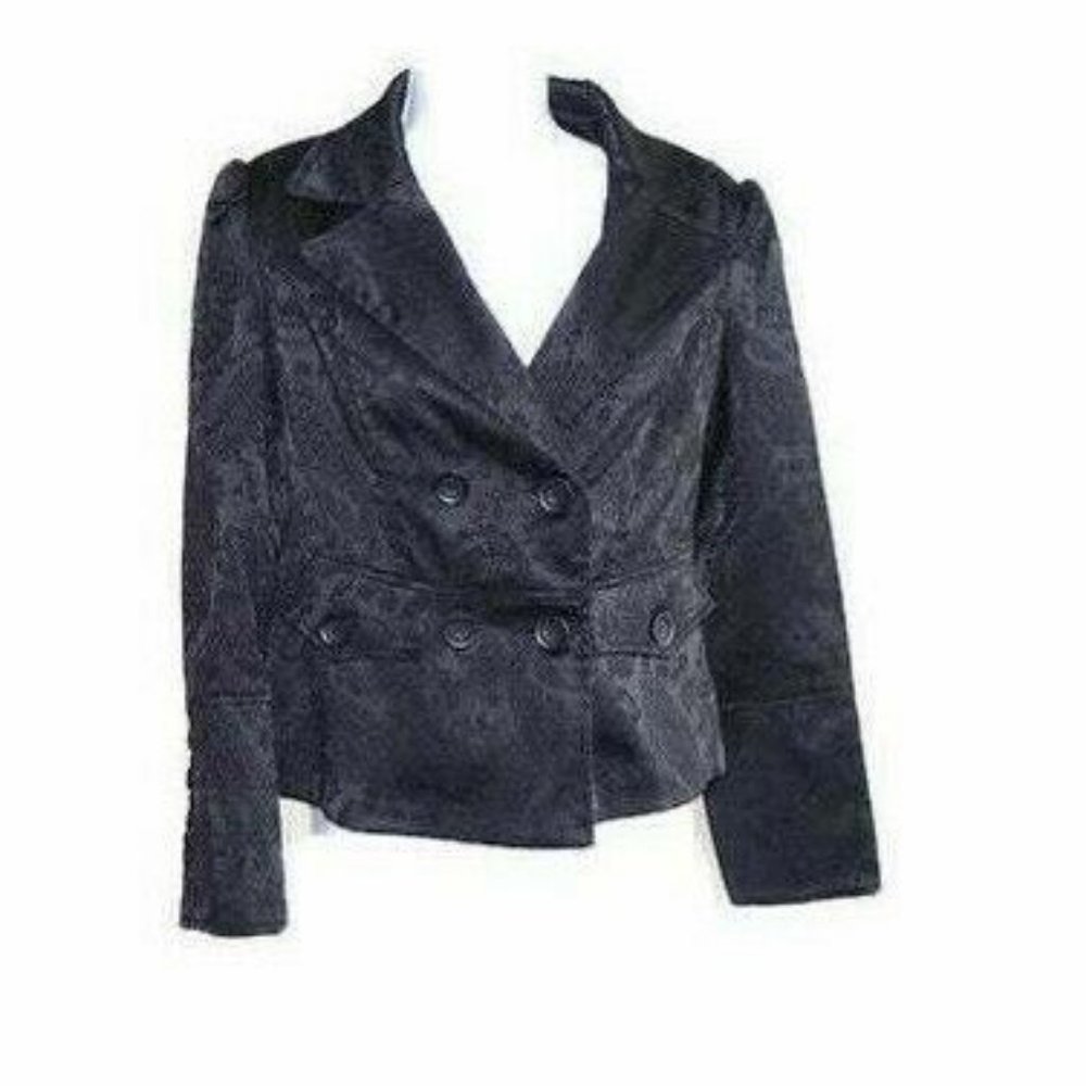 Black Brocade Blazer Jacket Size XL Paisley